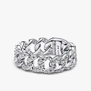 Pandora Silver Chain Link Ring w Sparkling Accents Size7
Pavé Cuban Chain ring
